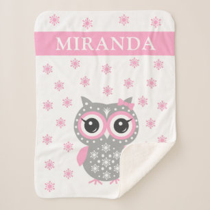 Roze stekel Little Owl Baby Girl Sherpa Blanket Deken