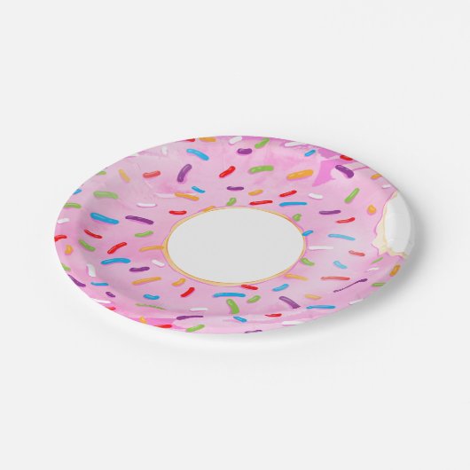 Roze stekelrok Donut Pool Float Papieren Bordje (Gekanteld)