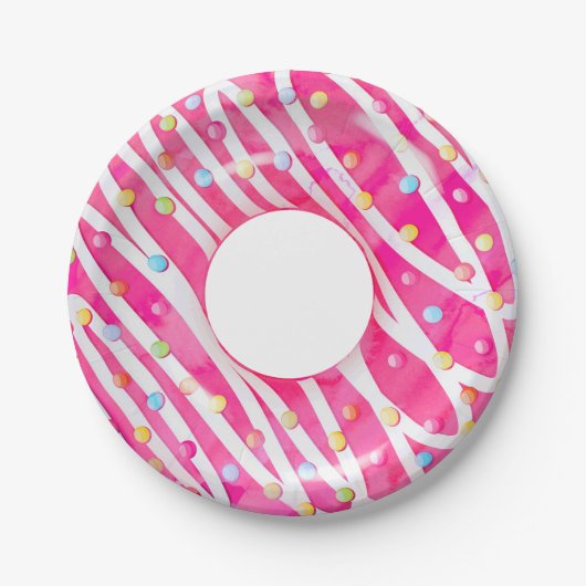 Roze stekelrok Donut Pool Float Papieren Bordje (Voorkant)