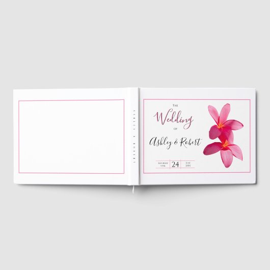 Roze stekelstokbloemen, moderne bruiloft gastenboek (Volledig)