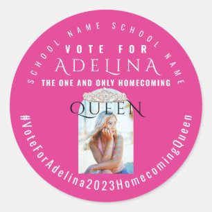 Roze Stemming Homecoming Koningin Roze HOCO Foto Ronde Sticker