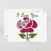 Roze Stencil Roos waar ik van hou Briefkaart (Voorkant / Achterkant)