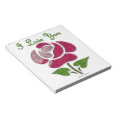 Roze Stencil Roos waar ik van hou Notitieblok (Schuin)