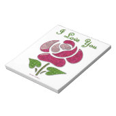 Roze Stencil Roos waar ik van hou Notitieblok (Gedraaid)