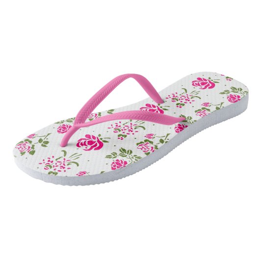 Roze Stenciled Roos Pattern Teenslippers (Schuin)