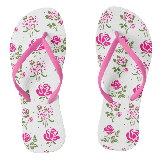Roze Stenciled Roos Pattern Teenslippers (Voetbed)