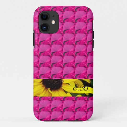 Roze stenen met bloembollen en initialen Case-Mate iPhone case (Achterkant)