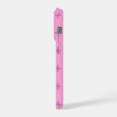 Roze Ster Bloemblad Stippenpatroon iPhone Hoesje (Linkerkant)