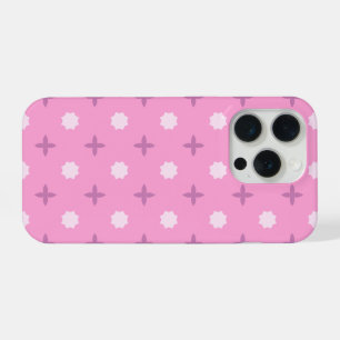 Roze Ster Bloemblad Stippenpatroon iPhone 15 Pro Hoesje