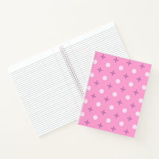 Roze Ster Bloemblad Stippenpatroon Notitieboek (Binnen)