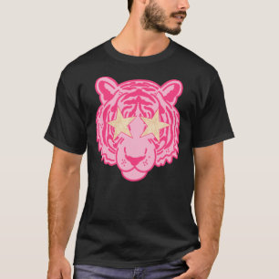 Roze ster Eye Tiger Face Sticker T-shirt
