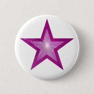 Roze ster knop wit ronde button 5,7 cm