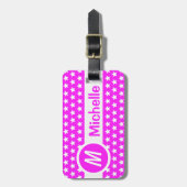 Roze Ster Monogram Bagagelabel (Voorkant verticaal)