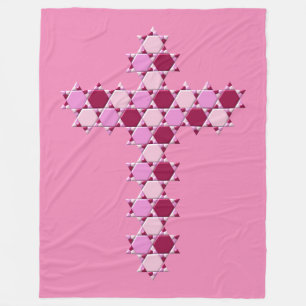 Roze ster van David Cross Optical Illusion Fleece Deken
