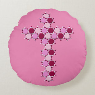 Roze ster van David Cross Optical Illusion Rond Kussen