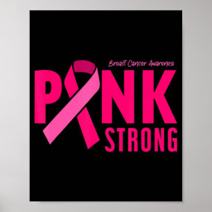 Roze sterke borstkankerwaarschuwing T-Shirt154 Poster