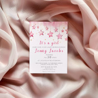 Roze sterren dromerige baby shower uitnodiging