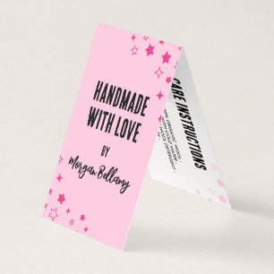 Roze Sterren Handgemaakt Met Liefde Hang Label Visitekaartjes