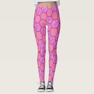 Roze sterren in een fuchsia honingraat leggings