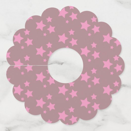 Roze sterren Modern design Wijnglaslabel (Voorkant)