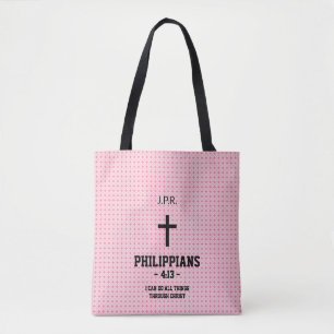 Roze Sterren Patroon Bijbelvers Christelijk Draagtas