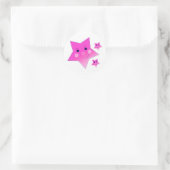 Roze sterren ronde sticker (Tas)