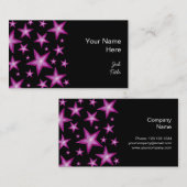 Roze sterren visitekaartje zwart (Voorkant / Achterkant)