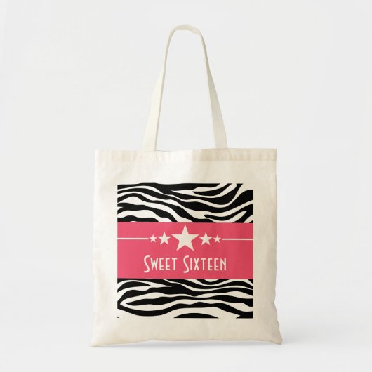 Roze sterren Zebra Print Sweet 16-tas Tote Bag (Voorkant)