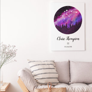 Roze Sterrenbeeld Waterman Horoscoop Teken Cadeau Poster