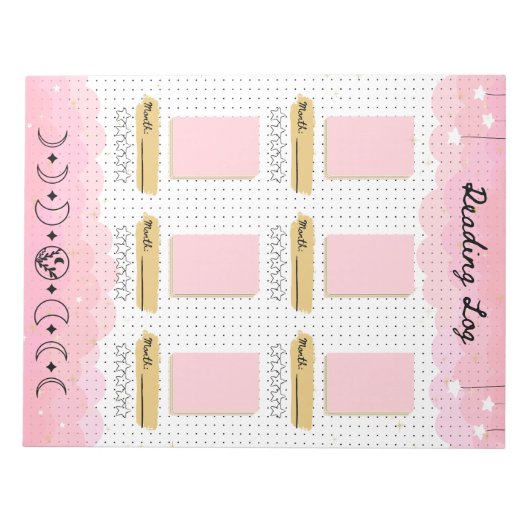 Roze Sterrenhemel Bullet Journal Leeslogboek Notitieblok (Voorkant)