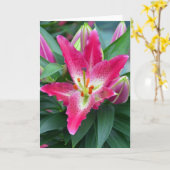 Roze sterrenkijker lelie verjaardag wenskaart kaart (Gele Bloem)