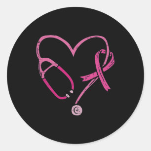 Roze Stethoscoop Zurse Medical Breast Cancer Ronde Sticker