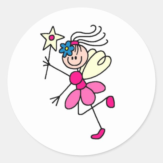 Roze Stick Figuur Fairy Sticker (Voorkant)