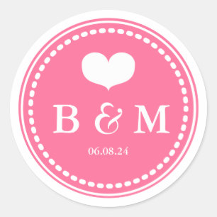 Roze Sticker voor monogram bruiloft Envelop Seal