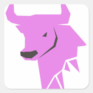 Roze Stier Silhouet Vierkante Sticker