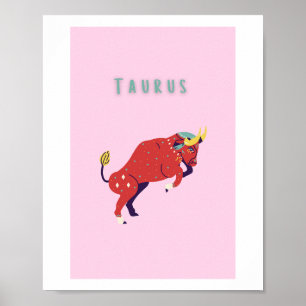 Roze Stier, sterrenbeeld, sterrenbeeld afdruk Poster