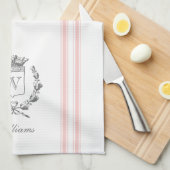 Roze  stijl Franse zak met aangepaste naam Theedoek (Quarter Fold)