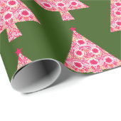 Roze stijl kerstboom inpakpapier (Rol Hoek)