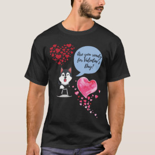 Roze stijl van de Dag van de Valentijn van Husky T-shirt
