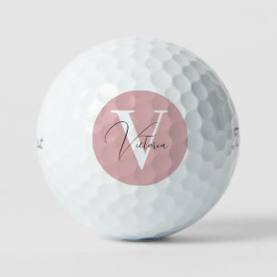 roze stijlvol chique custom monogram golfballen