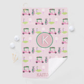 Roze Stijlvol Golf Ontwerp Aangepaste Naam Monogra Golfhanddoek (Insitu)