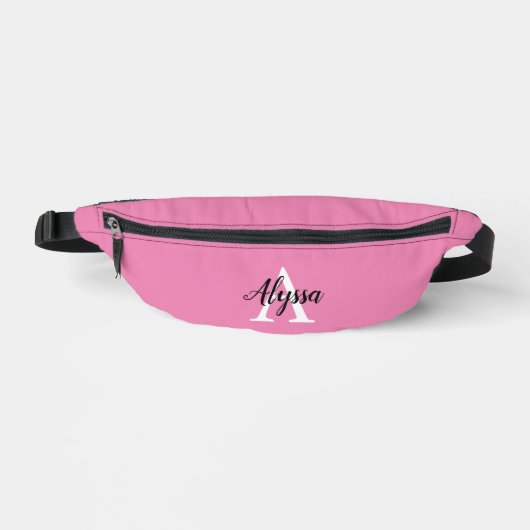 Roze Stijlvol Monogram Script Fanny Pack Heuptasje (Voorkant)