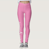 Roze, stijlvolle aangepaste naam uitwerken Yoga Sp Leggings (Voorkant)