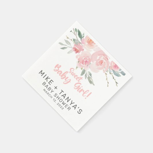 Roze, stijlvolle baby shower papieren luiers servet (Hoek)