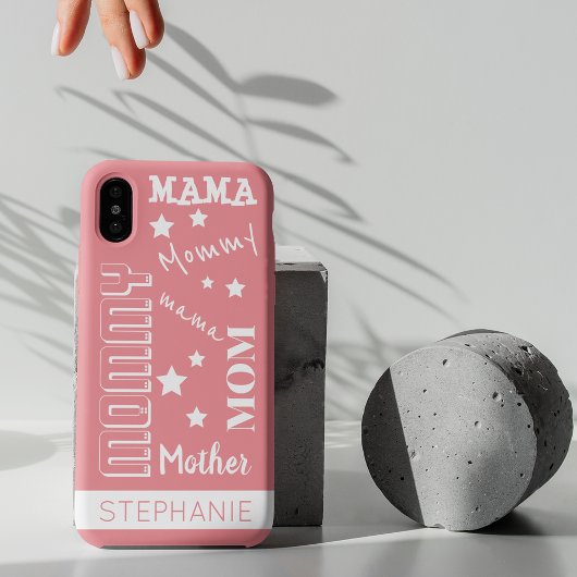 Roze, stijlvolle mama typografie Case-Mate iPhone case