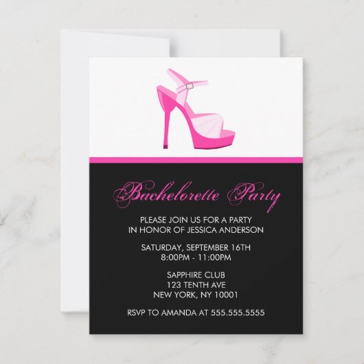 Roze Stiletto Bachelorette Party Kaart (Voorkant)