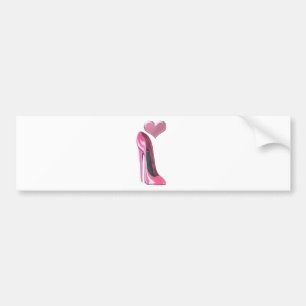 Roze stiletto hoge hielkop en hart bumpersticker