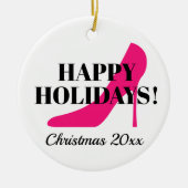 Roze stiletto kerstboom ornament cadeau (Voorkant)