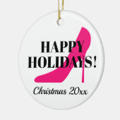 Roze stiletto kerstboom ornament cadeau (Links)