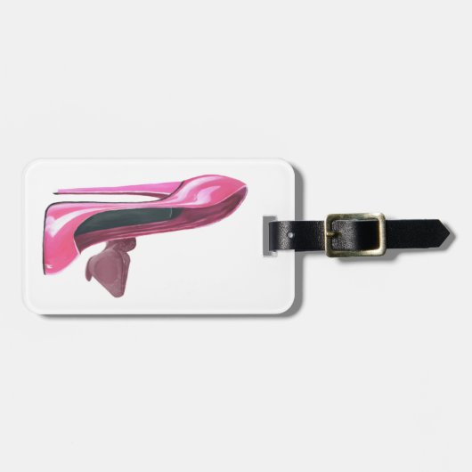Roze Stiletto schetst kunst Bagagelabel (Voorkant horizontaal)
